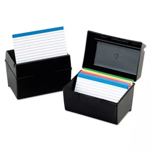 Oxford Index Card Flip Top File Box, Holds 5 x 8 Cards, Matte Black (OXF01581)