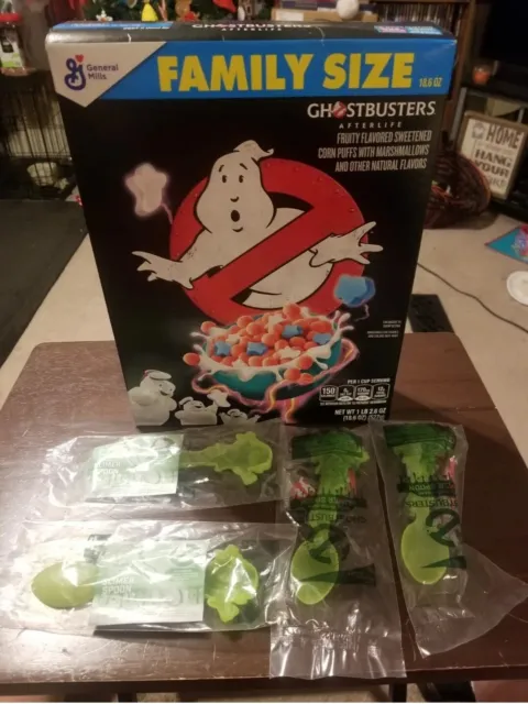 Ghostbusters Afterlife Cereal Family Size. 4 glow in the dark sonic spoons wacky