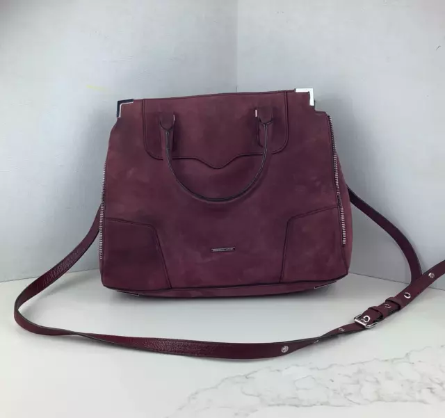 Rebecca Minkoff Amorous Suede Leather Satchel Bag Purse 13" x 10" Reddish Color