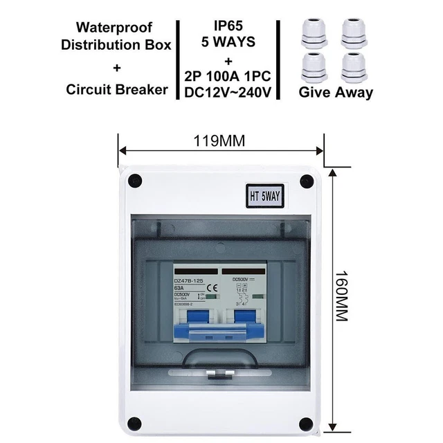 Boîte de déconnexion photovoltaïque fiable et efficace DC500V 16A 125A disjon