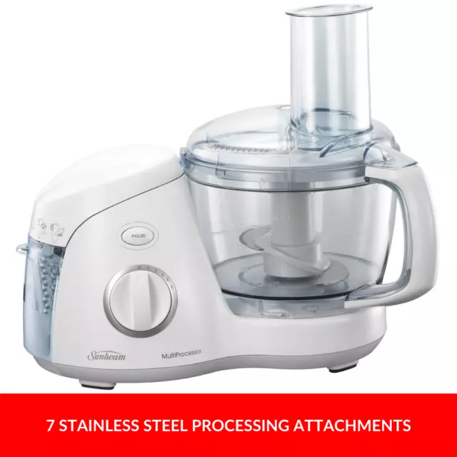 Sunbeam Food Processor 7 Stainless Steel Attachments Dough Whisk 5 Speed Chopper 2