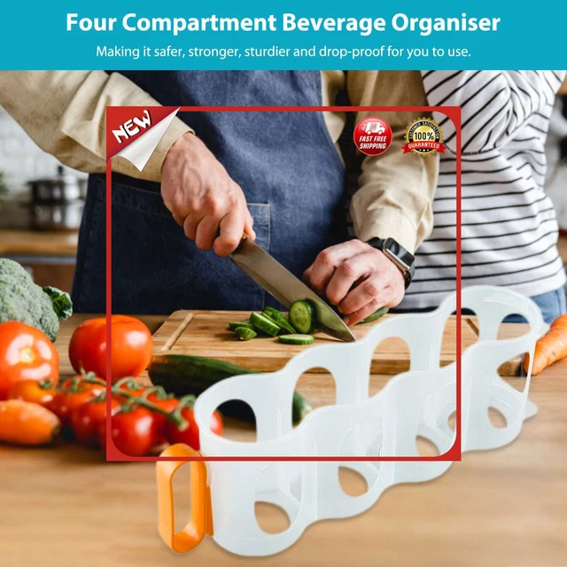 es Four Compartment Beverage Holder Fridge Beer Racks Organizer Racks Tool (Oran