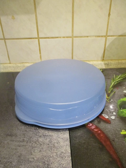 TUPPERWARE JUNGE WELLE Kuchenbehälter rund Hell Blau EUR 29,99