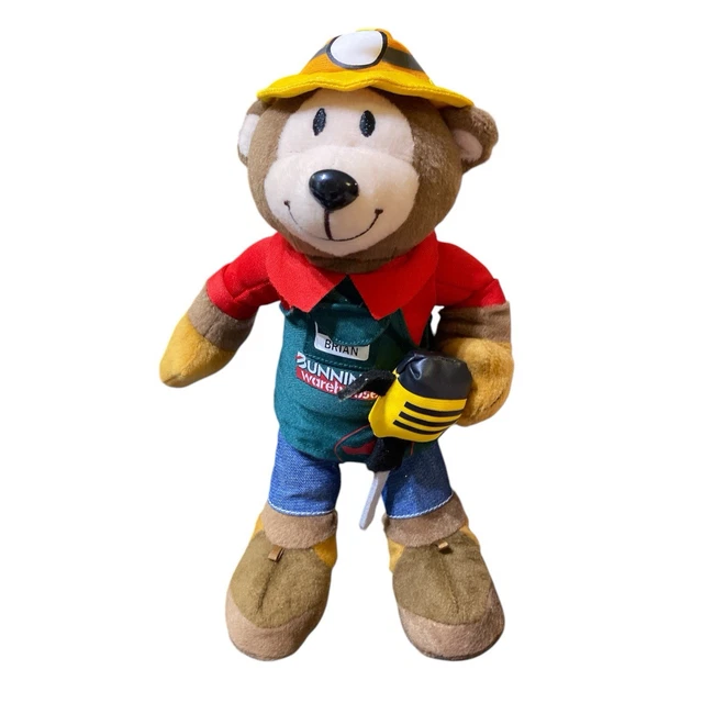 BUNNINGS WAREHOUSE BRIAN Plush Bear Toy with Drill Builder