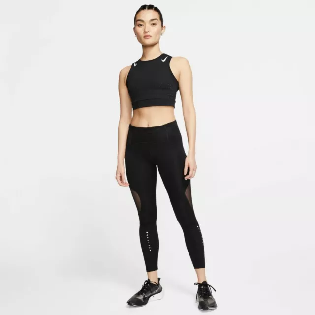 NWT Nike Women's Speed Icon Clash 7/8 Running Tights Pants CJ1932 010 BLACK  XS