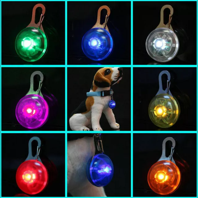 2x LED Dog Collar Safety Warning Lamp Night Clip Light Flashing Pet Pendant Tag 2