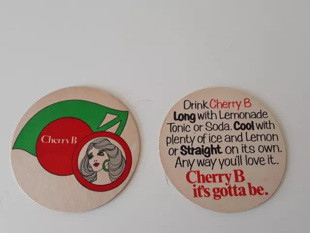 Cherry B - Vintage 1980s Beer Mats - Two different designs.