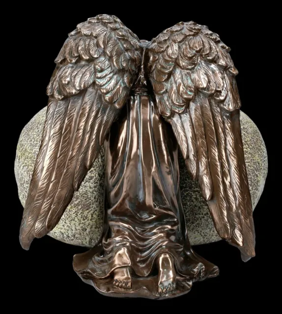 Tier Urne - Bronzierter Engel mit Herz | Begräbnis Engelfigur 4