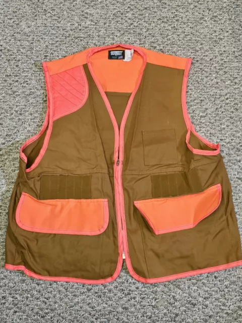 Mens Vintage Saftbak Blaze Orange/Brown Bird Hunting Shooting Vest Large USA