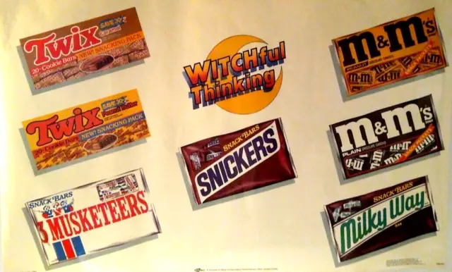 1987 M&M/Mars 8 Vintage Candy Bags/Box Images Uncut Paper Sheet~Snickers, Twix