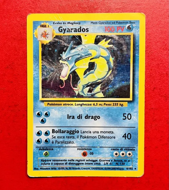 Lotto Carte Pokemon Gyarados 6/102 Rara Set Base Ita Holo