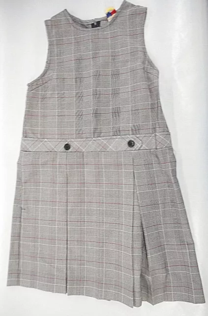 Girls R/K Gray Plaid Box Pleat Uniform Jumper Dress Reg. & 1/2 Sizes 7 - 16