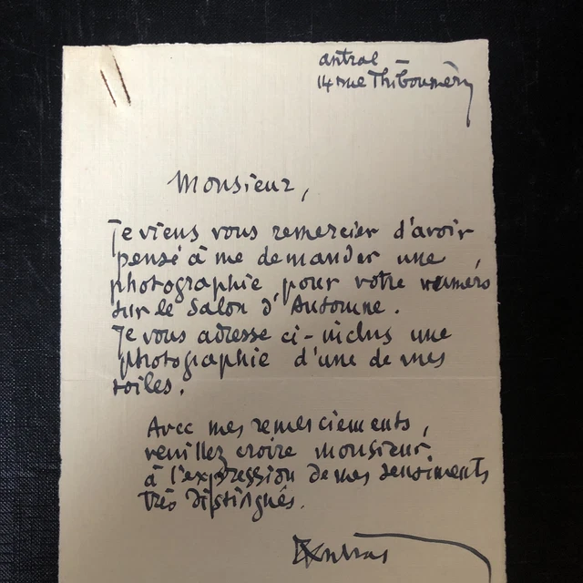 Lettre Autographe Signée Antonin Louis - Octobre 1895 - Manuscrit Original - Art