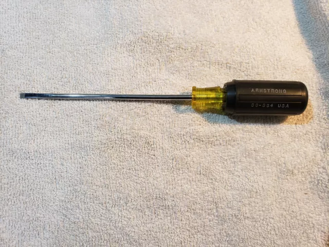 NEW  Armstrong 66-564 3/16" x 6" Round Shank Slotted Screwdriver Rubber Grip USA