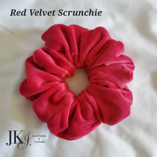 Velvet Scrunchie Hairtie Red New Handmade