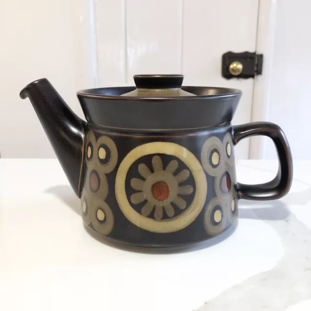 Denby Arabesque Stoneware Teapot 1 1/4 Pint Gill Pemberton Vintage MCM 1960/70s