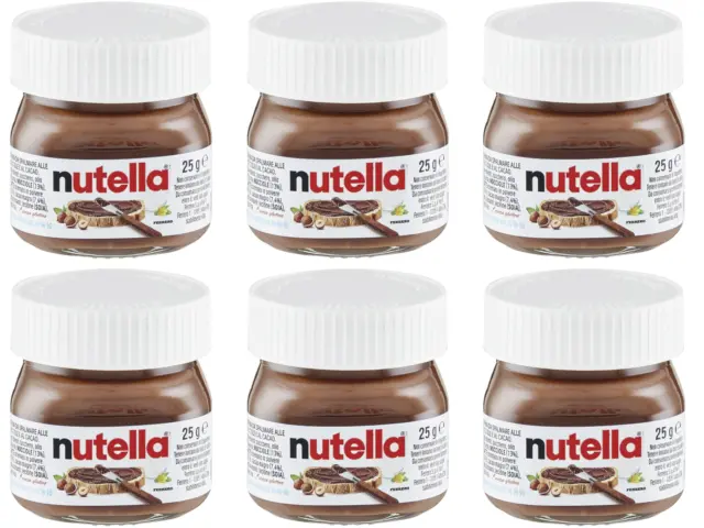 6 x 25g Ferrero Nutella Mini Gläser, Brotaufstrich, Nussnugatcreme