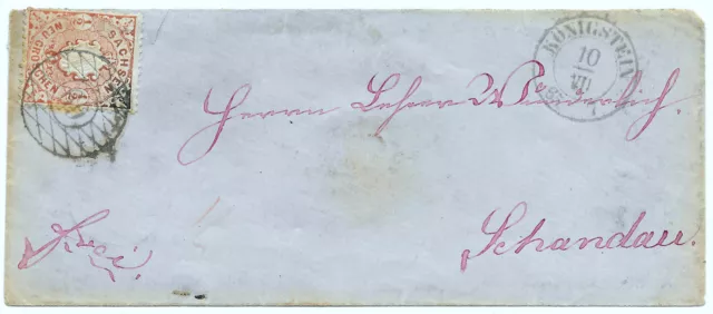 Sachsen 1863 _ Brief Königstein - Schandau mit 1/2 Ngr. (MiNr. 15)