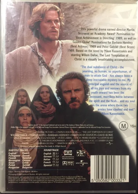 The Last Temptation Of Christ (1988) Dvd - Brand New - Martin Scorsese  Region 4 2