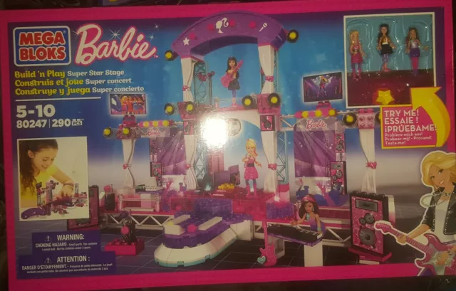 Mega Bloks Barbie Build 'N Play Super Star Stage New Sealed 80247