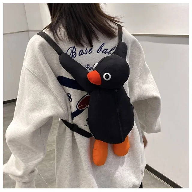 Zaino cartone animato divertente pinguino università peluche libro borsa per la spesa bambini