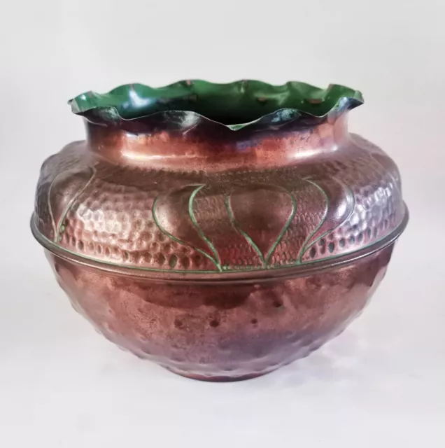 Victorian Copper Planter Art Nouveau Hand Beaten Chased Design