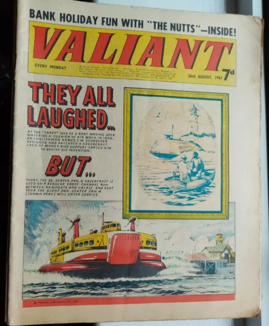 "Valiant " Comic 26Th Aug. 1967 Classic Vintage Uk Comic Best For Comic Strips!