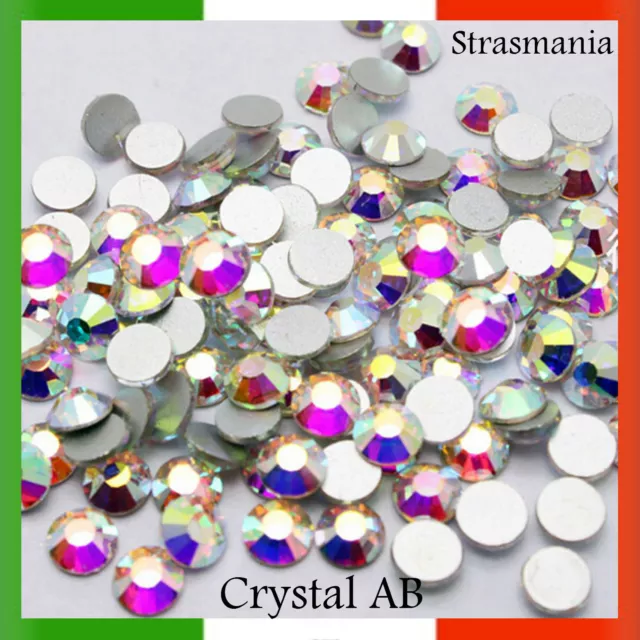 100 1000 Strass Cristallo Crystal Ab Aurora Boreale Termoadesivi Hotfix Perline