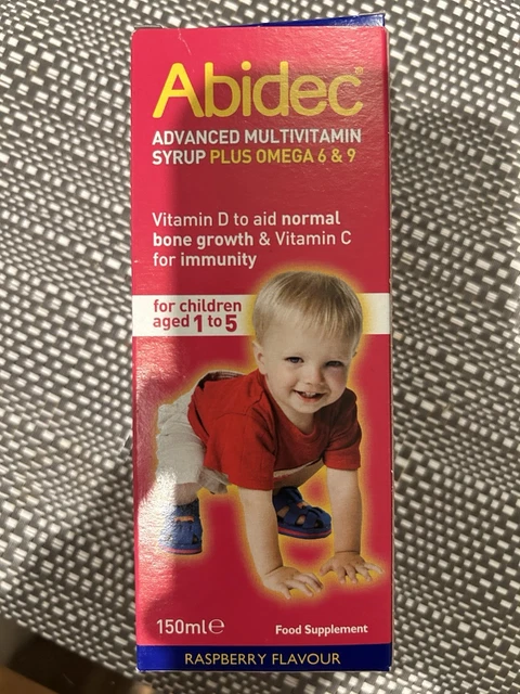 ABIDEC ADVANCED MULTIVITAMIN Syrup Plus Omega 6 & 9 Rasberry Flavour ...