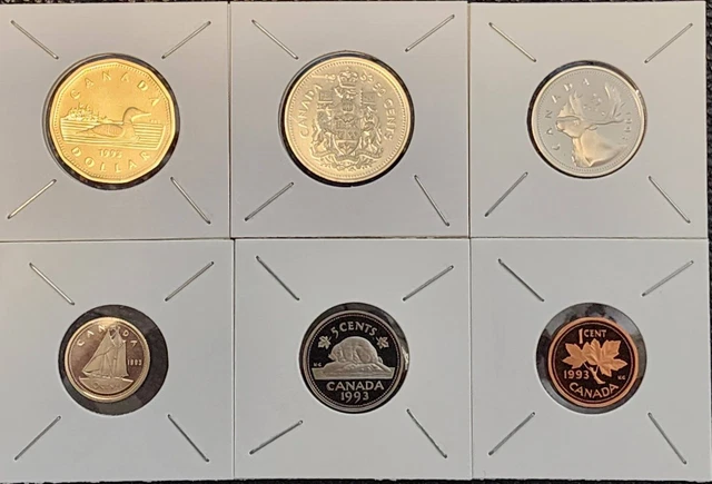 1993 Canada  1, 5, 10, 25, 50 Cents, $1 Dollar 6 Coin Proof Set  - UNC - # 28114
