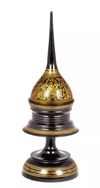 19th Century Antique Burmese Shwe Zawa Lacquerware Offering Stupa - 41cm/16” 3