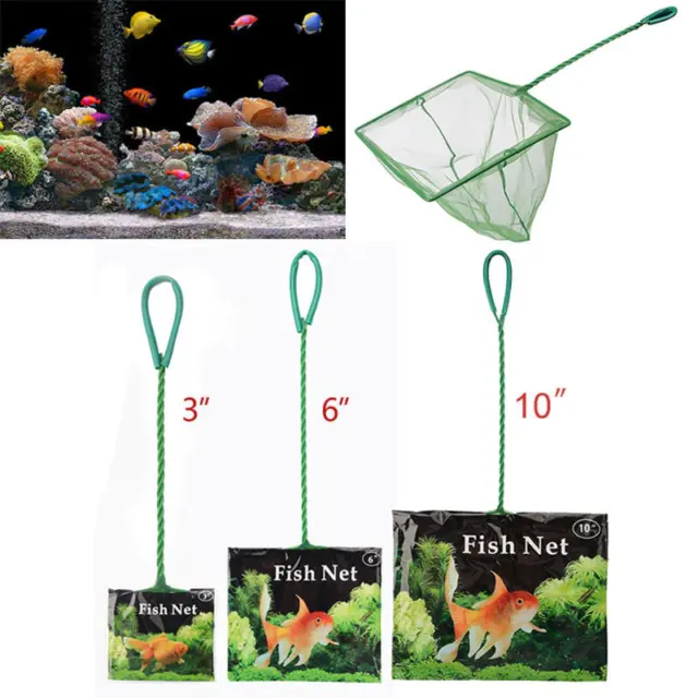 Portable Fish Net Long Handle Square Aquarium Accessories Fish Tank Landing Net 2