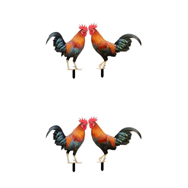 4 Pcs Garden Chicken Sign Decoration Rooster Yards Acrylic animal lawn sign