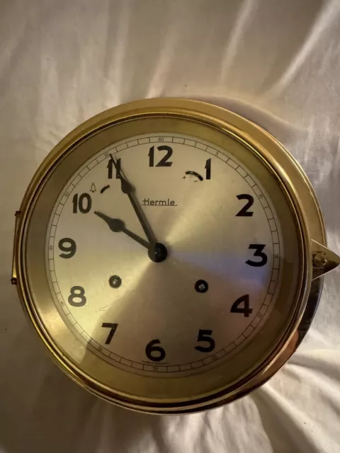 Vintage Hermie Brass Ships Clock Great Condition See Photos