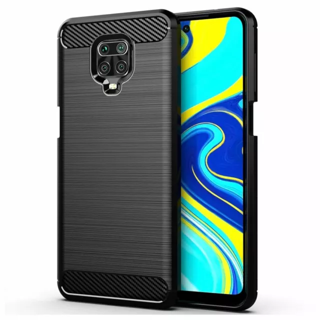 COVER per XIAOMI REDMI NOTE 9 PRO - CUSTODIA SILICONE CARBON LOOK NERO