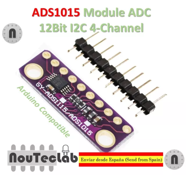 I2C ADS1015 12 Bit ADC 4 channel Module Programmable Gain Amplifier 2.0V to 5.5V