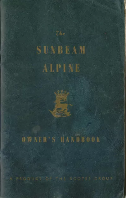 Sunbeam Alpine Series 1 1959 original Owners Handbook Ref IB 324/2