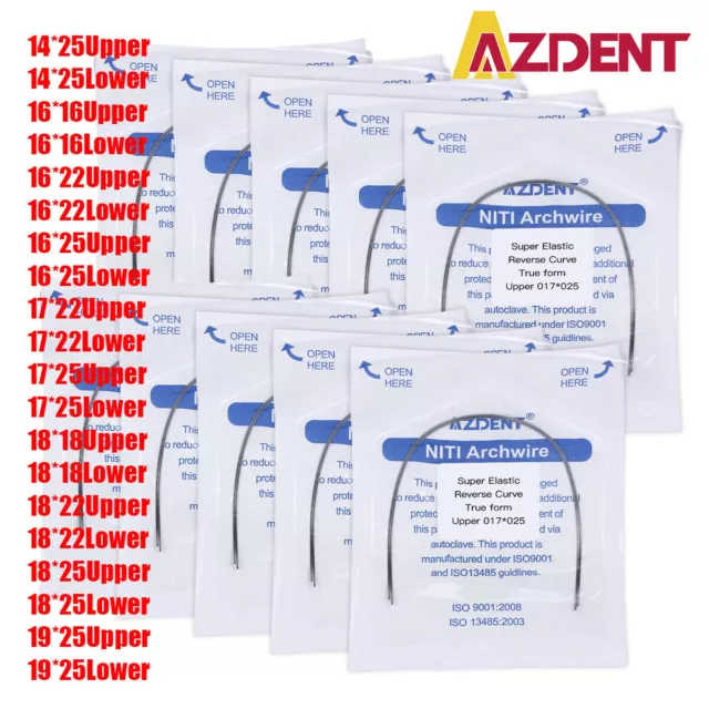 AZDENT Dental Orthodontic Arch Wire Super Elastic NITI Reverse Curve Rectangular