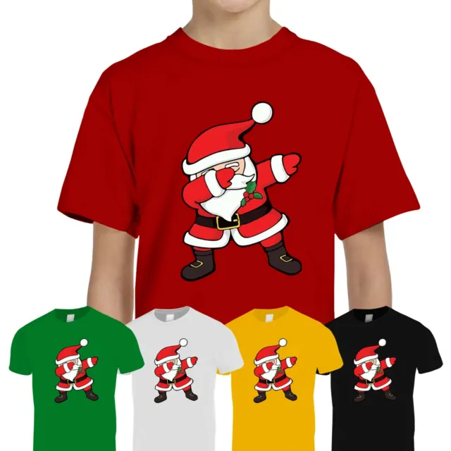 Kids Boys Girls Dabbing Dancing Santa Xmas Christmas Tee T-Shirt Top Tshirt Gift
