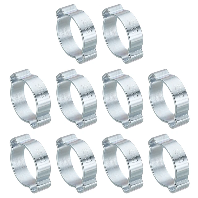 Confezione da 10 Morsetto Tubo Doppio Orecchio 20-23mm, Anelli Crimpante Acciaio Zincato