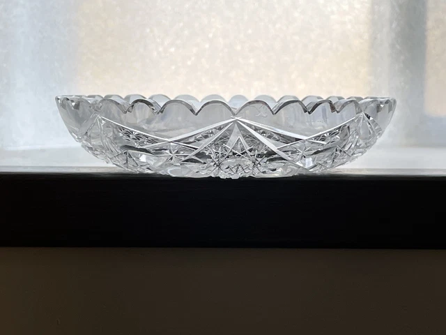 ABP American Brilliant Cut Glass Crystal Nappy Dish Small Bowl Webster, Florida 9