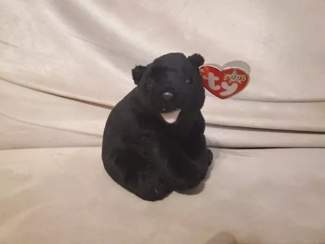 Ty Cinders the Black Bear Beanie Baby  2000 MWMT Retired