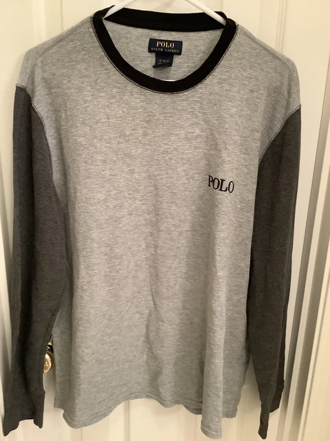 Polo Ralph Lauren Henley Thermal Waffle Knit Gray Lightweight Jersey Sz XL