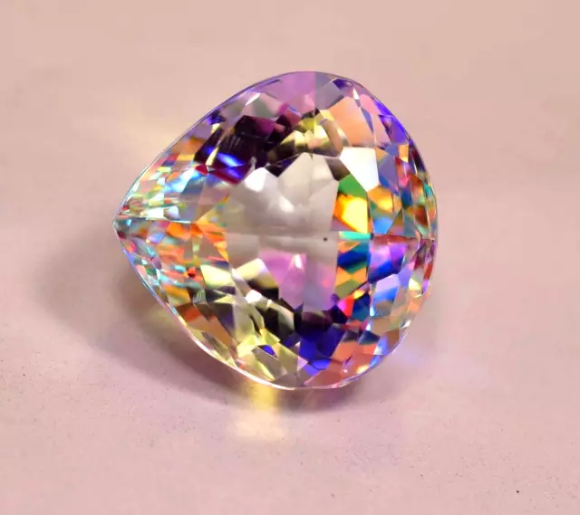 Natural Rainbow Mystic Quartz 34.75Ct Beautiful Pear Cut Loose Gemstone 20x20 mm 2