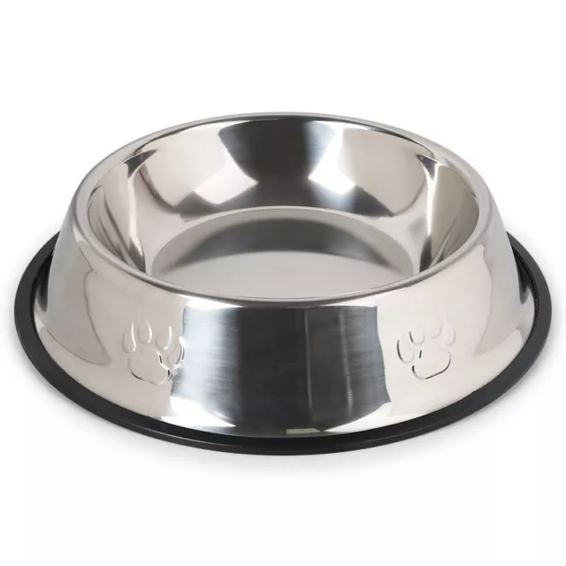 Non Slip Pet Bowl Feeding Food Water Dog Puppy Dish Stainless Steel Metal 3