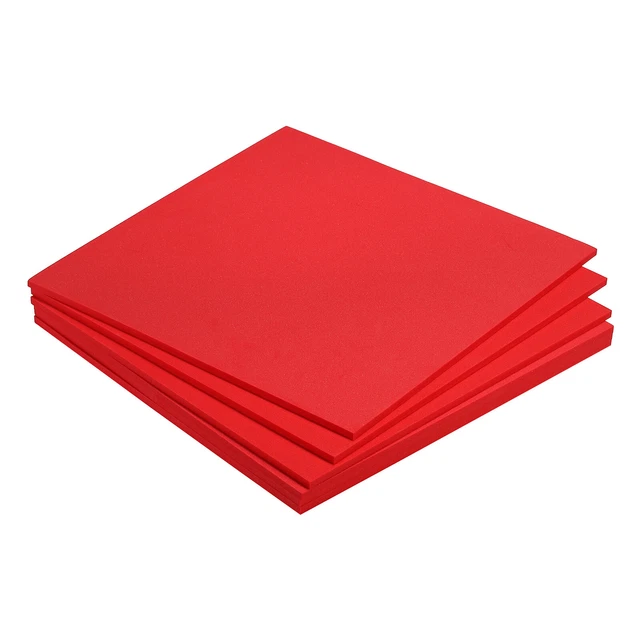 EVA Schaumstoffblätter rot 9,8 Zoll x 9,8 Zoll 5 mm dick Handwerk Schaumstoffblätter 6er Pack