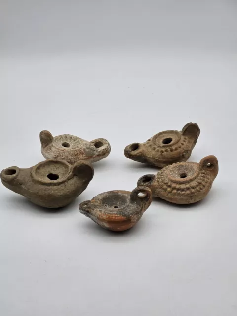 Lot Of 5 Ancient Byzantine Oil Lamps ~2000 Years Old Jerusalem