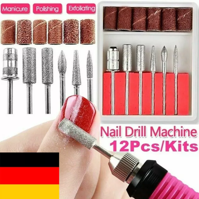 12*/SET elektrische Nail Art Bohrer Maniküre Pediküre Feile Werkzeugmaschine DE