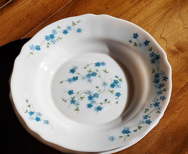 12 Assiettes Creuses Veronica Myosotis Fleurs Bleues Arcopal/6 Petites