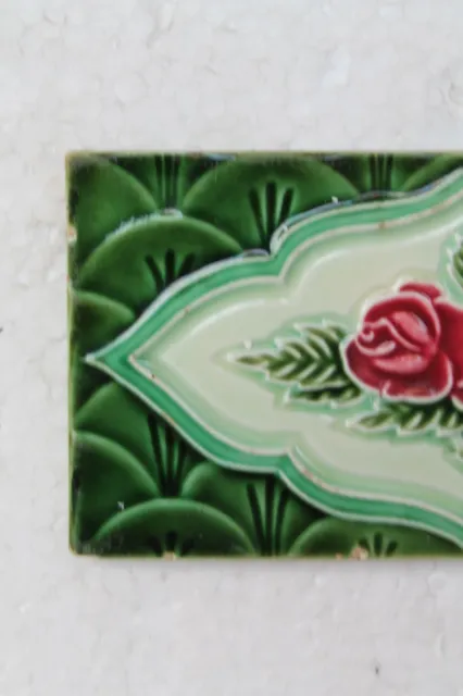 Japan antique art nouveau vintage majolica border tile c1900 NH4349 3